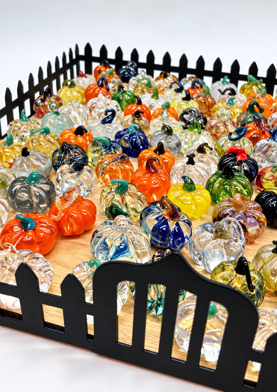 Mini glass pumpkin patch inside the Robert Bank Glass Studio at Remlinger Farms in Carnation WA